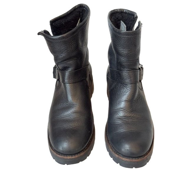 Frye Black Leather Buckle Ankle Boots - Picture 14 of 14